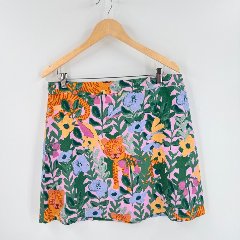 Princess Highway Floral Linen Blend Skirt Size 10 (US 6) Boho Tropical Whimsical